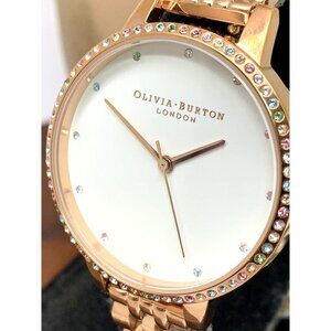 Olivia Burton Women's Watch OB16RB21 Quartz White Dial Rose Gold Steel 3…